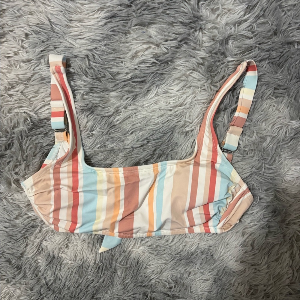 Xhilaration Multicolor Striped Bikini Top - Pastel Blue, Peach, Cream, Rust